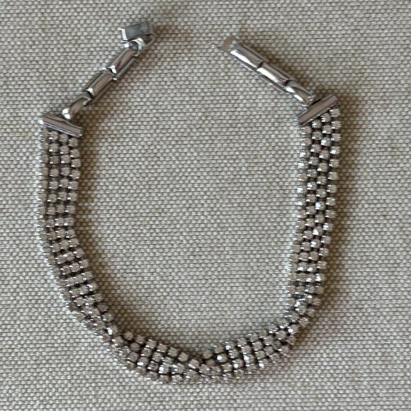 Vintage Rhinestone Necklace Choker - Picture 2 of 5